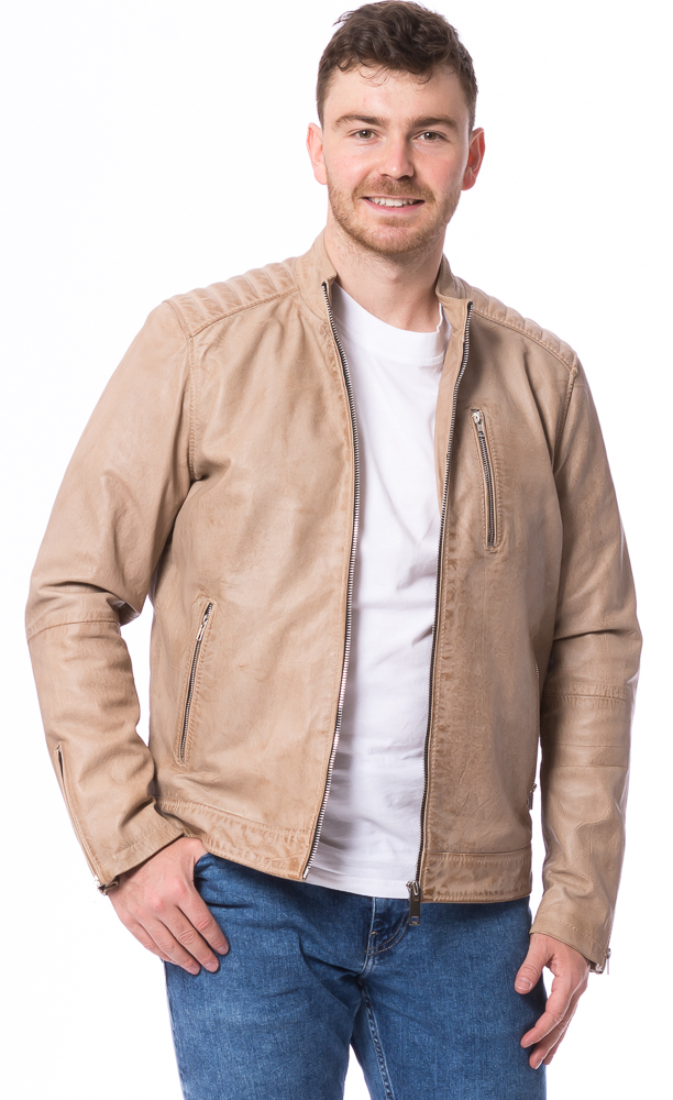 Shelby beige Lederjacke für Herren von TRENDZONE