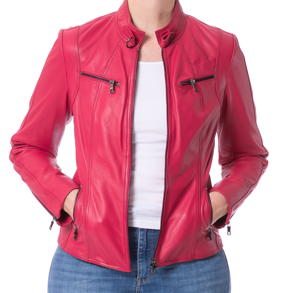 Stacy magenta Lederjacke für Damen von TRENDZONE