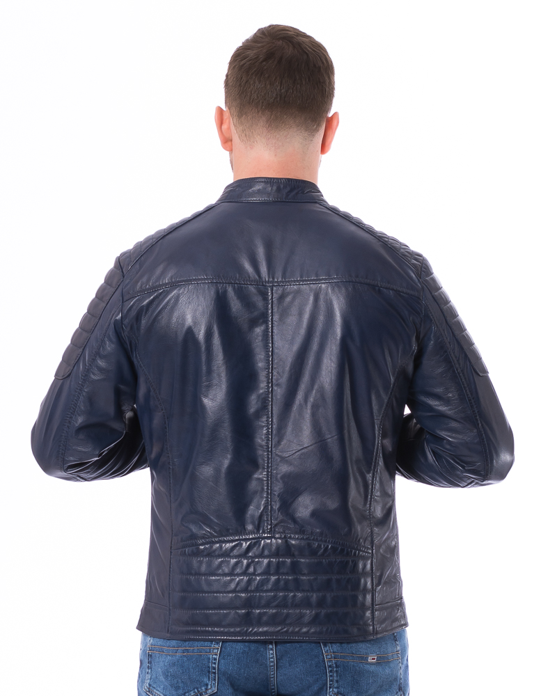 LLC-1108 blaue Herren Lederjacke von TRENDZONE