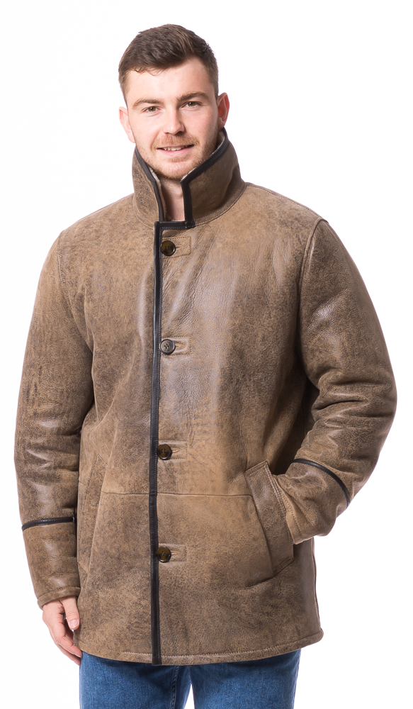 Kaiser antik-beige Herren Lammfelljacke von TRENDZONE