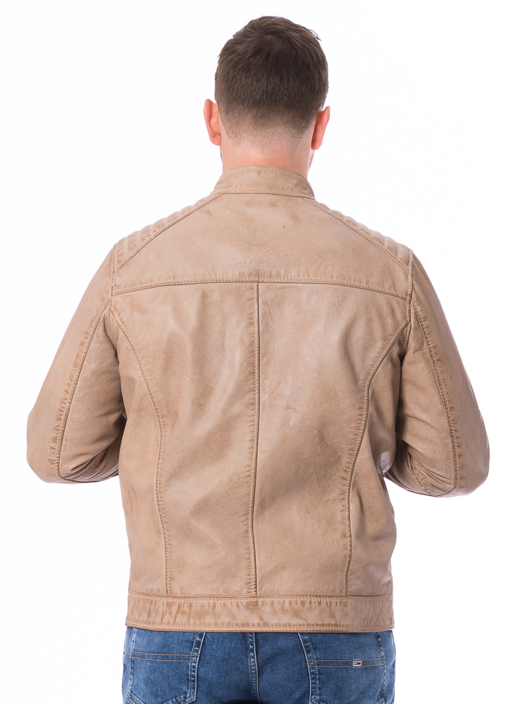 Shelby beige Lederjacke für Herren von TRENDZONE