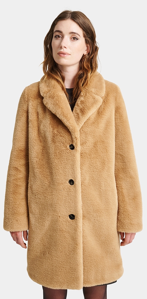 Diddi light camel Fake Fur Webpelz Mantel von ROCKANDBLUE