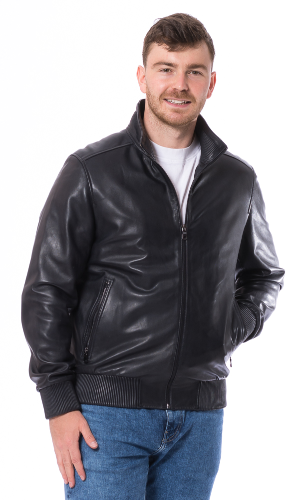 Asher schwarze Leder Jacke für Männer von TRENDZONE