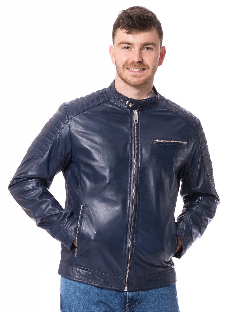 LLC-1108 blaue Herren Lederjacke von TRENDZONE