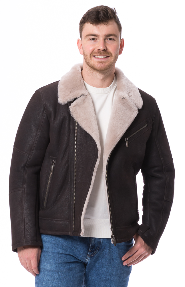 New Daytona braun Lammfell Jacke für Herren von TRENDZONE