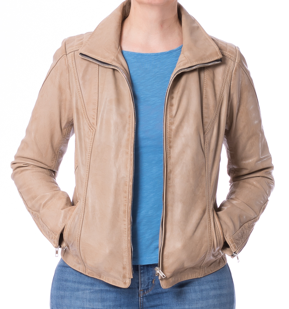 Night beige Damen Leder Jacke von TRENDZONE 