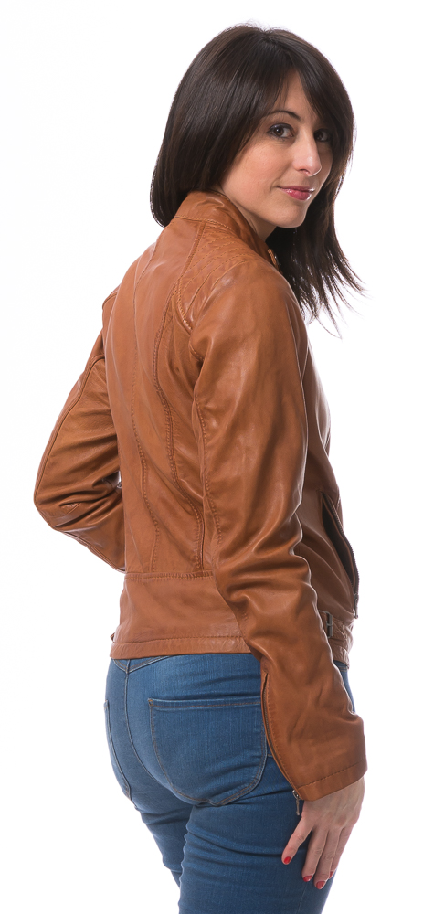 No.10  cognac Damen Lederjacke von TRENDZONE