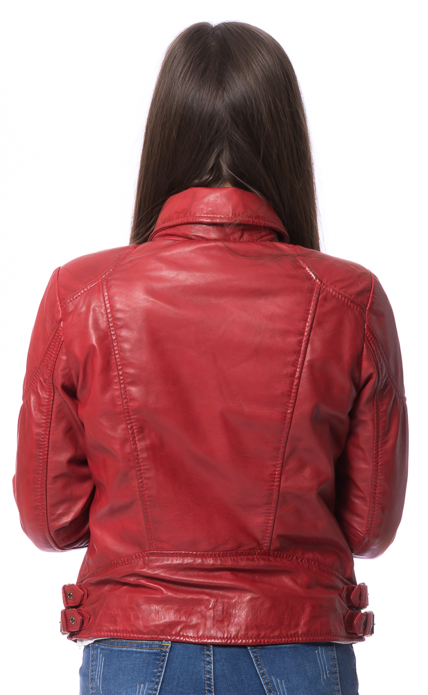 Kensi rot Bikerjacke aus Lammnappa Leder für Damen