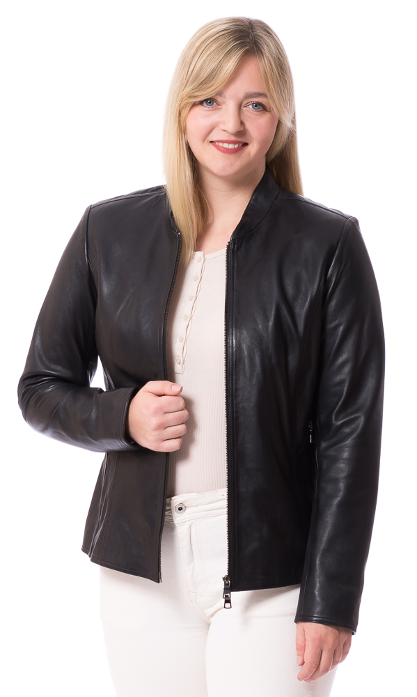 Natascha schwarze Nappaleder Jacke für Frauen von TRENDZONE