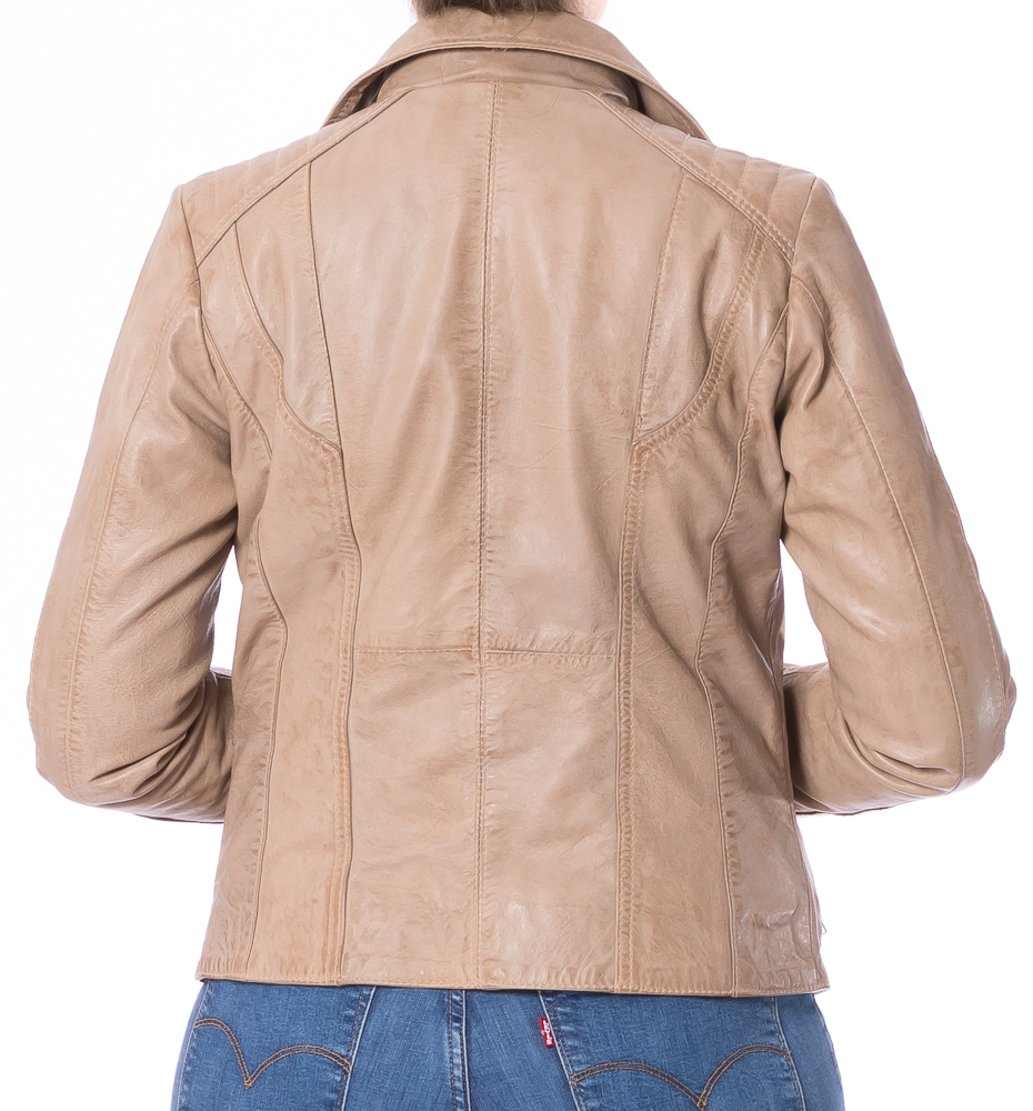 Night beige Damen Leder Jacke von TRENDZONE 