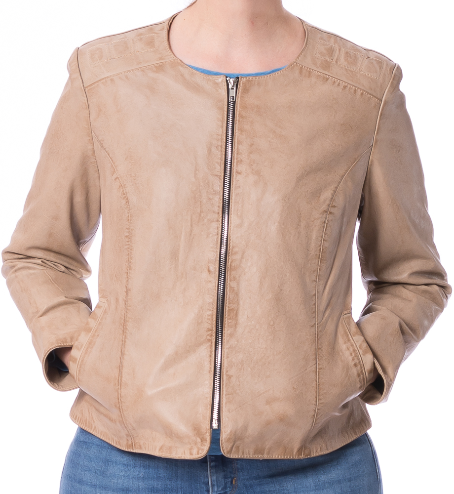 1901 beige Lammnappa Lederjacke von TRENDZONE 