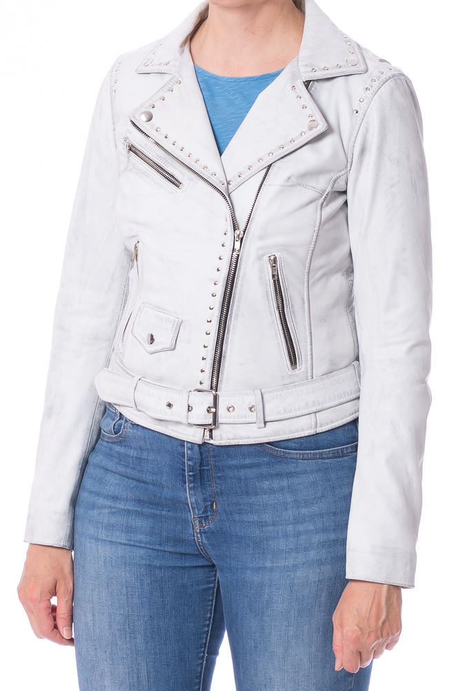 Orah weisse Lederjacke für Damen von TRENDZONE