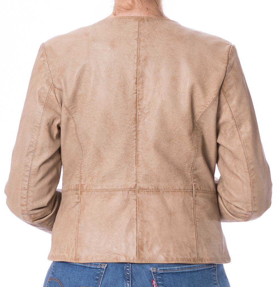 1901 beige Lammnappa Lederjacke von TRENDZONE 