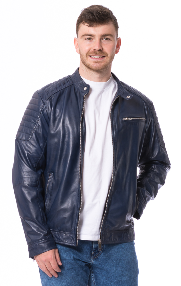 LLC-1108 blaue Herren Lederjacke von TRENDZONE