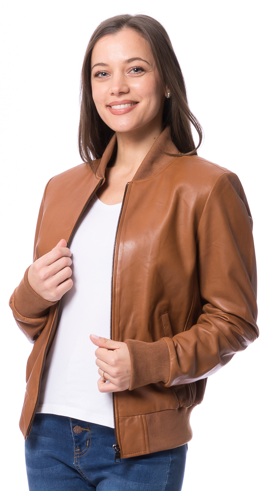 Queen cognac Leder Blouson für Damen von TRENDZONE