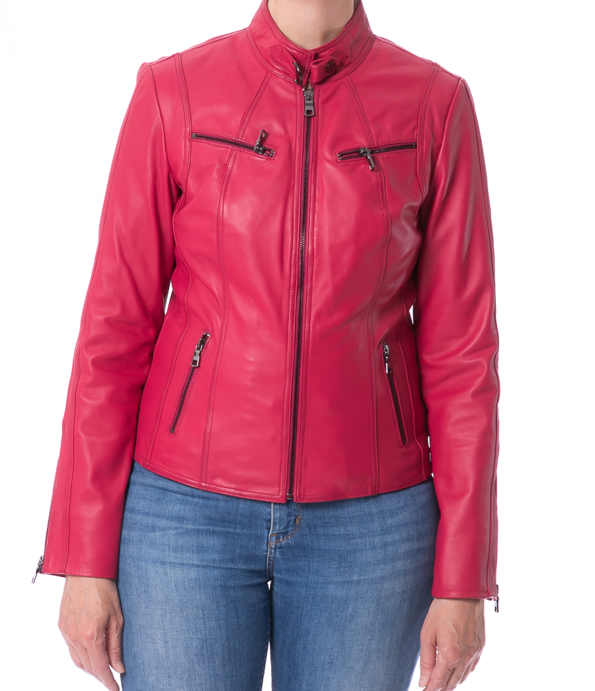 Stacy magenta Lederjacke für Damen von TRENDZONE