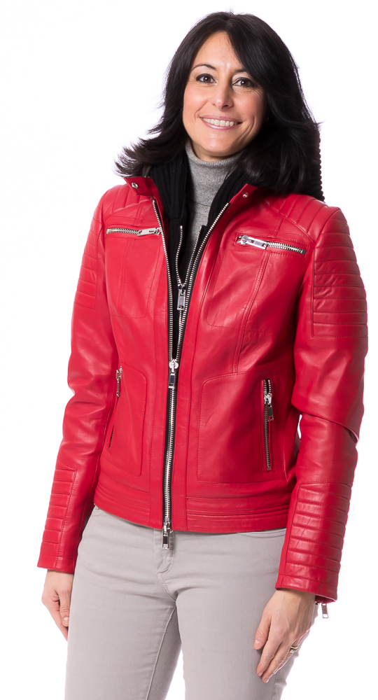 SR-1115 rote Nappa Lederjacke von TRENDZONE