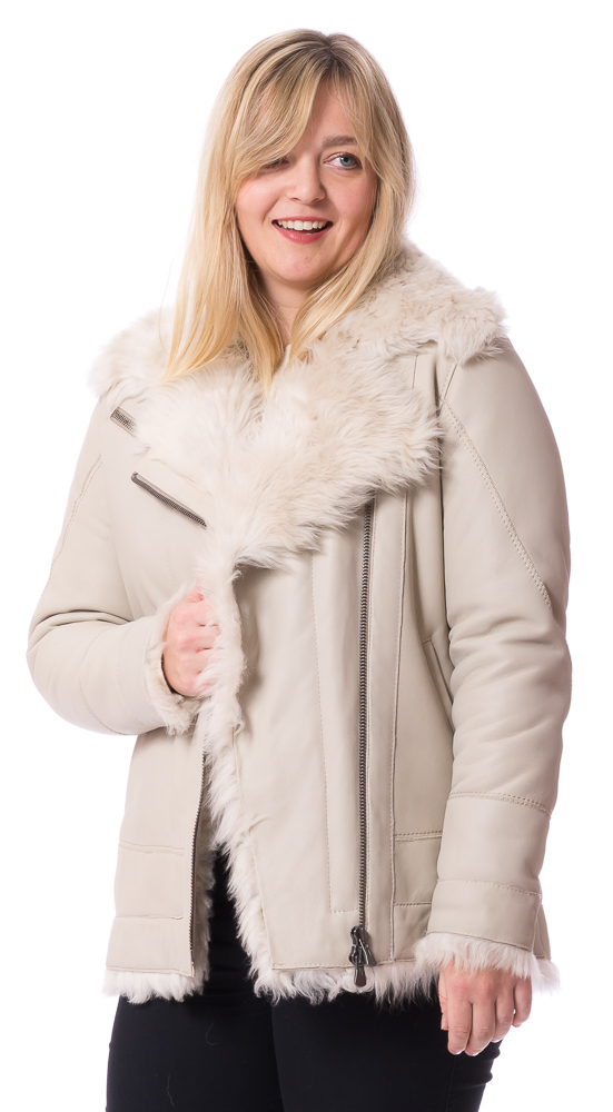 Rumor beige Damen Lammfelljacke von HSO