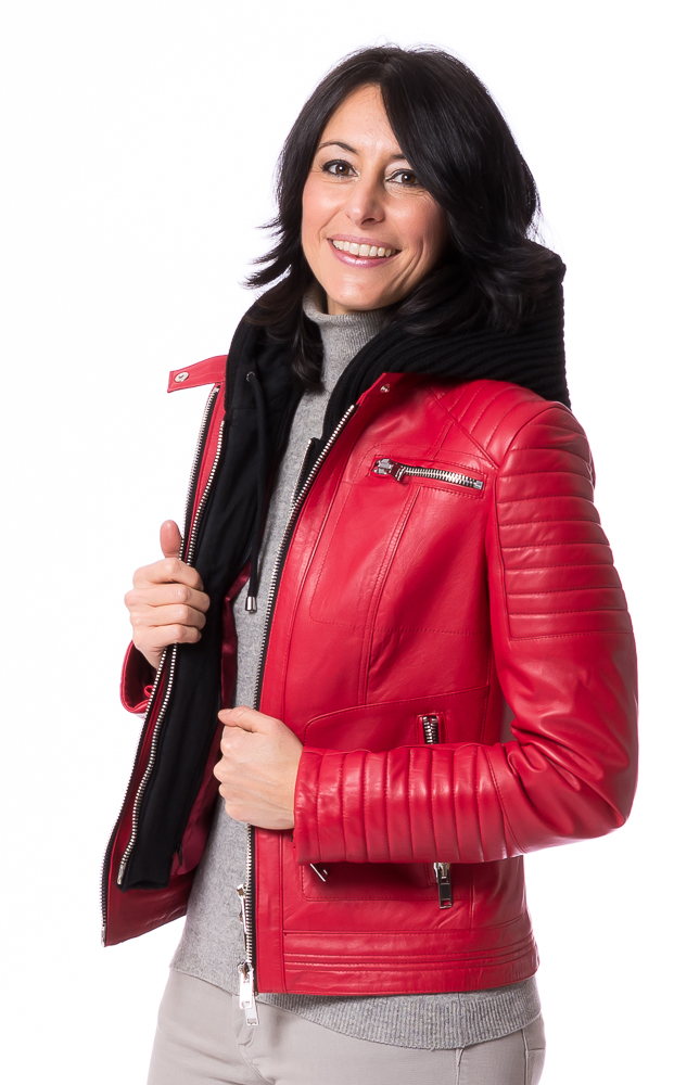 SR-1115 rote Nappa Lederjacke von TRENDZONE