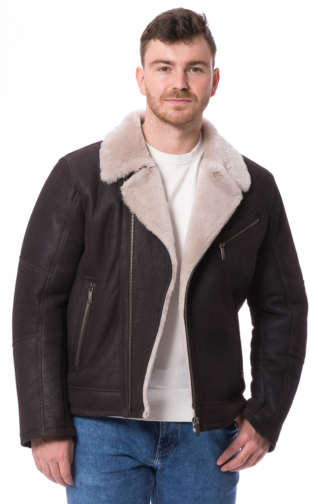 New Daytona braun Lammfell Jacke für Herren von TRENDZONE