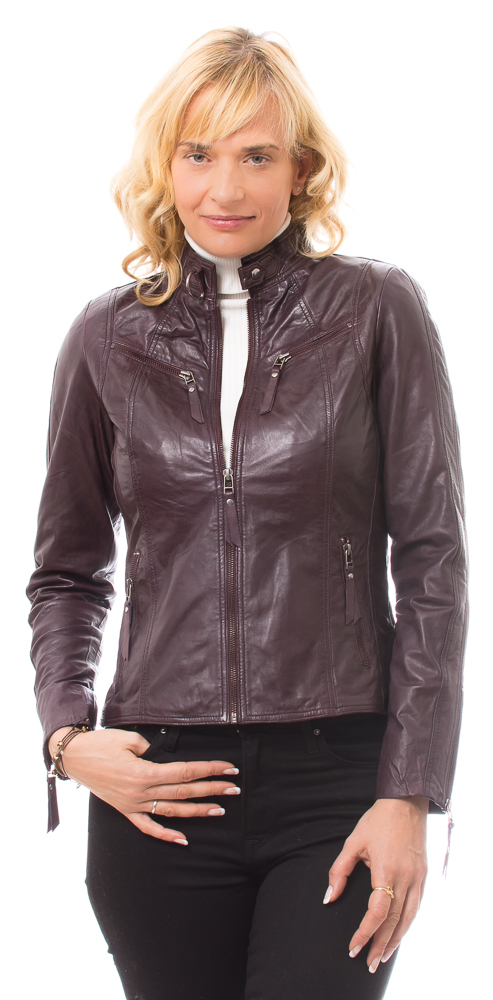 Stacy aubergine Damen Lederjacke von TRENDZONE