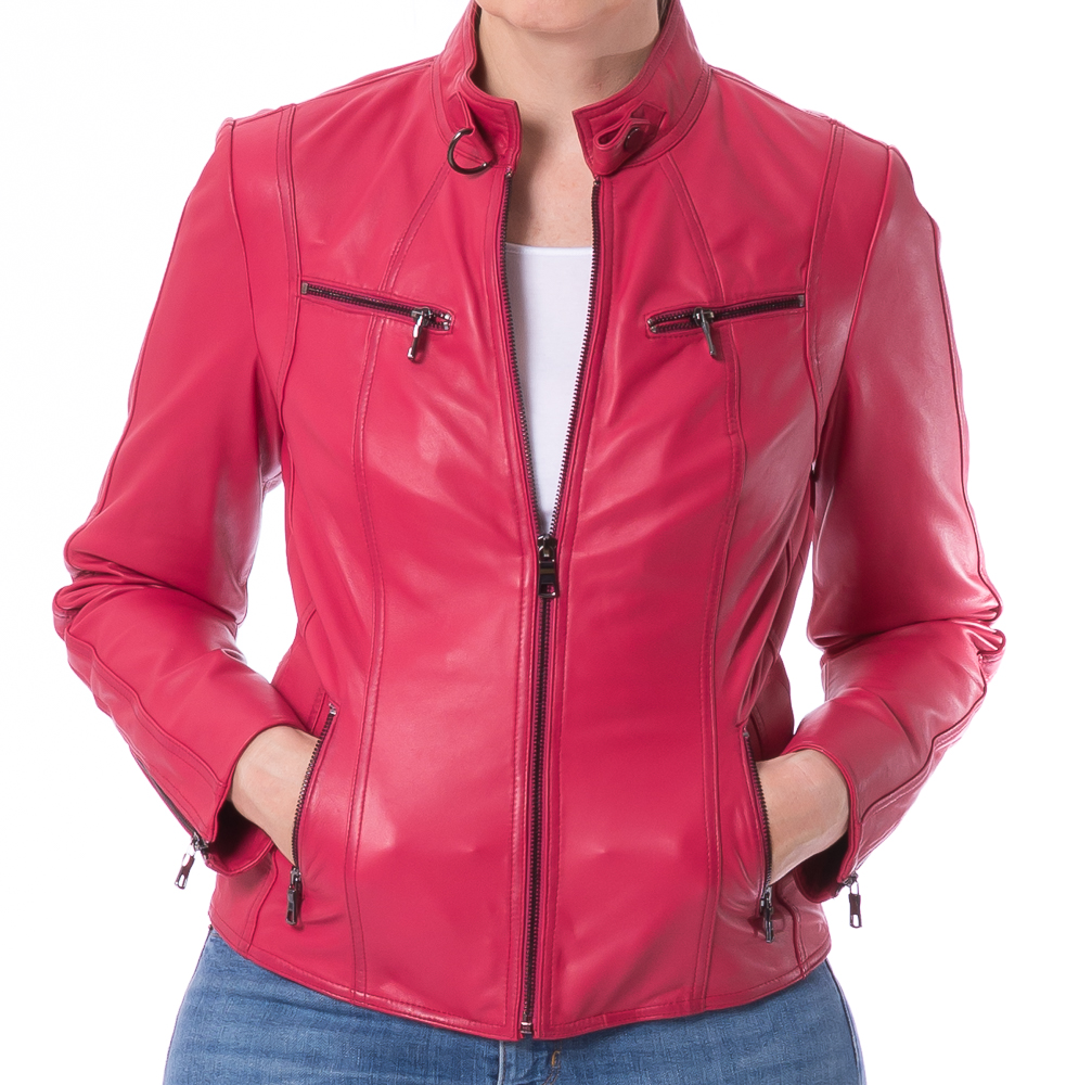 Stacy magenta Lederjacke für Damen von TRENDZONE