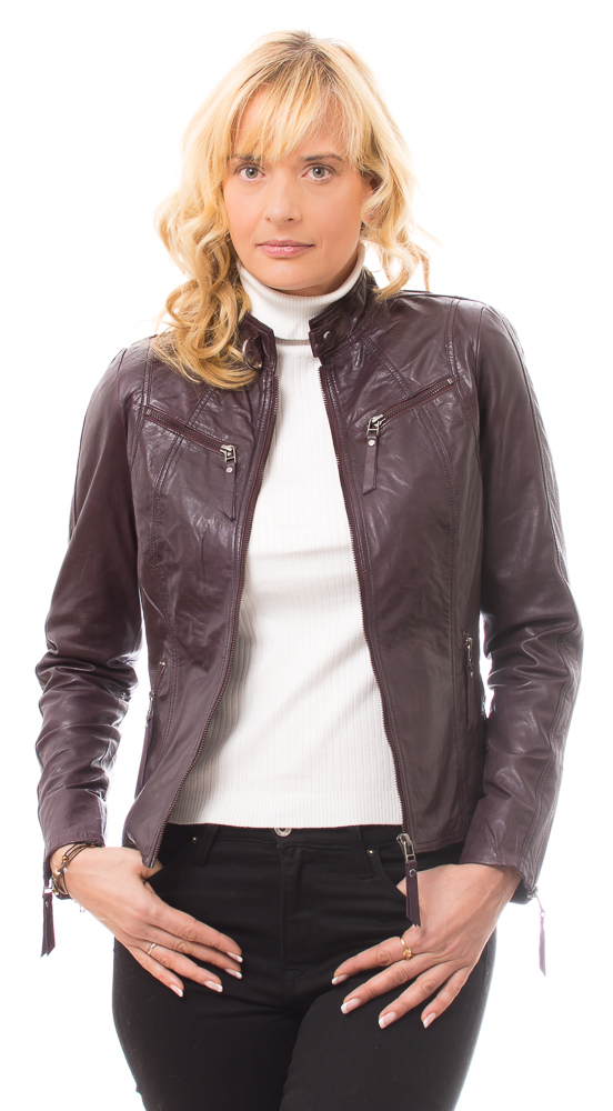 Stacy aubergine Damen Lederjacke von TRENDZONE