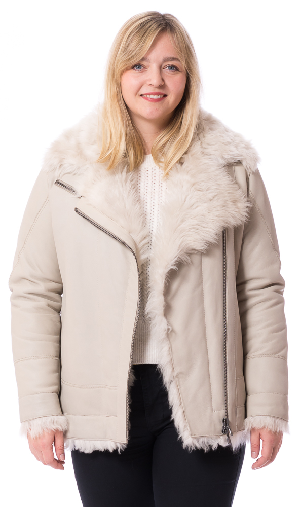 Rumor beige Damen Lammfelljacke von HSO