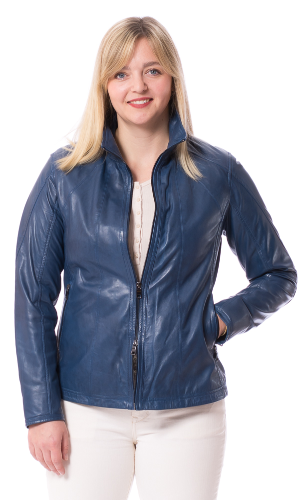 Natascha blaue Nappaleder Jacke für Frauen von TRENDZONE