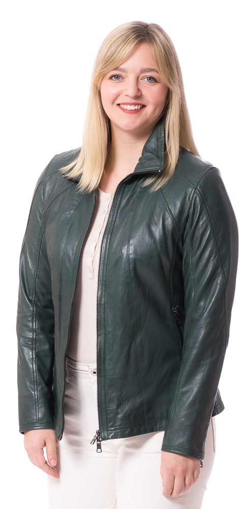 Natascha grüne Nappa Lederjacke für Damen von TRENDZONE