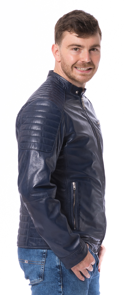 LLC-1108 blaue Herren Lederjacke von TRENDZONE