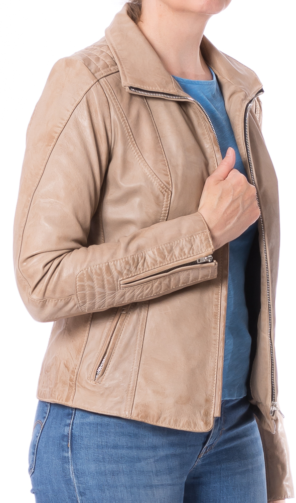 Night beige Damen Leder Jacke von TRENDZONE 