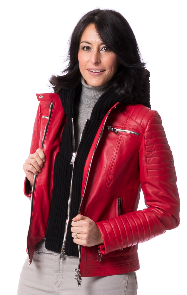 SR-1115 rote Nappa Lederjacke von TRENDZONE