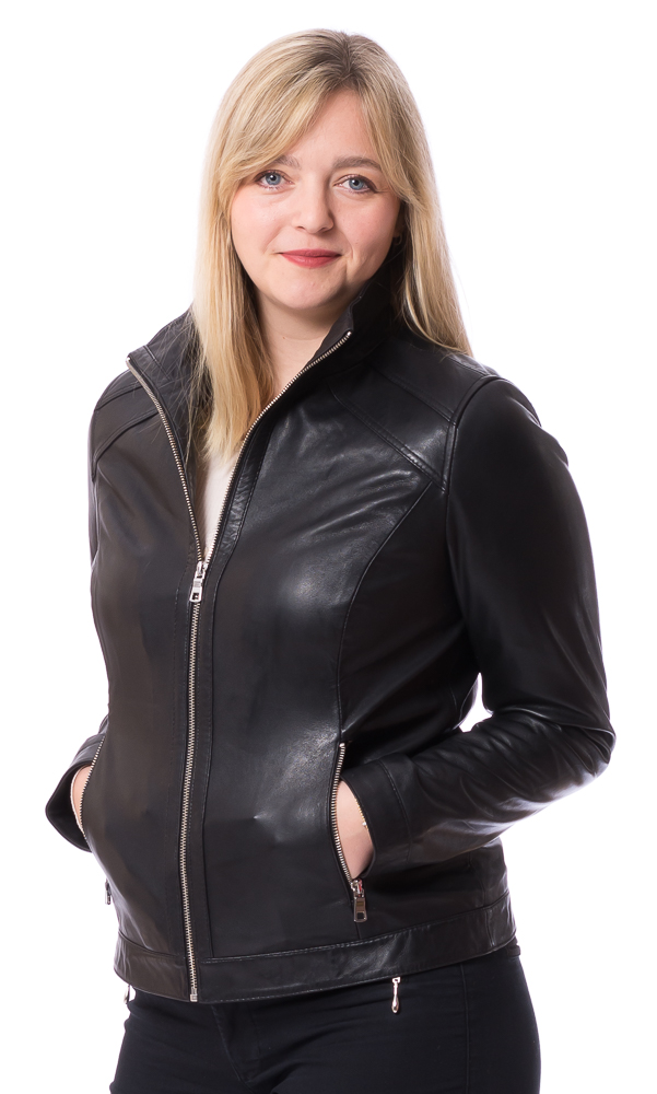 Kathrin schwarz Nappa- Leder Jacke für Damen von TRENDZONE