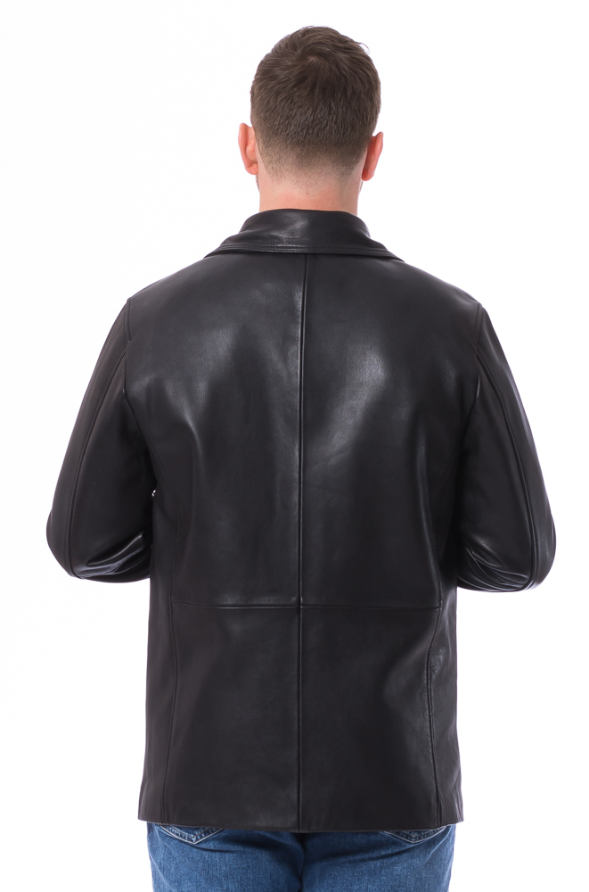 Joen schwarze Herren Lederjacke zum Knöpfen von TRENDZONE