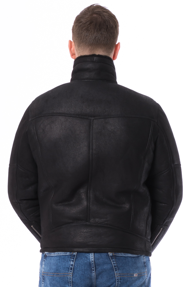 New Daytona schwarz Lammfell Bikerjacke für Herren von TRENDZONE