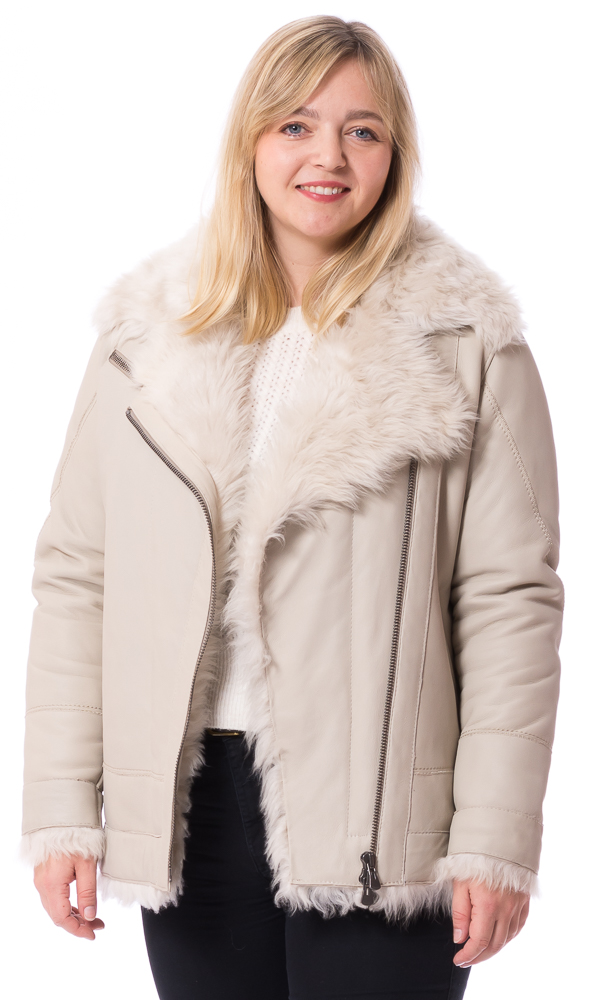 Rumor beige Damen Lammfelljacke von HSO