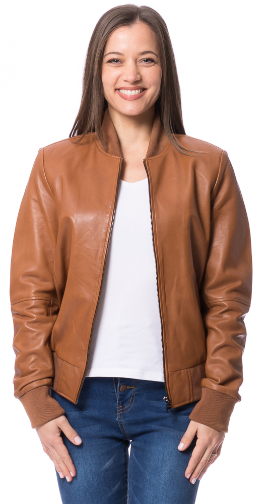 Queen cognac Leder Blouson für Damen von TRENDZONE