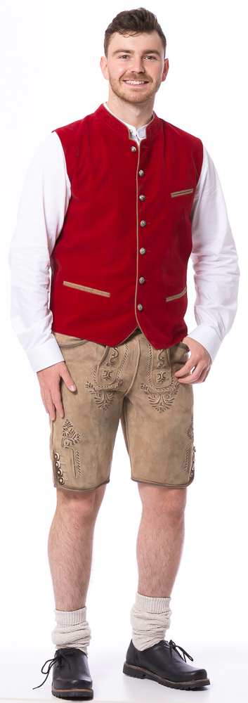 Georg beige kurze Trachtenlederhose aus Wildbock von FISCHER TRACHT