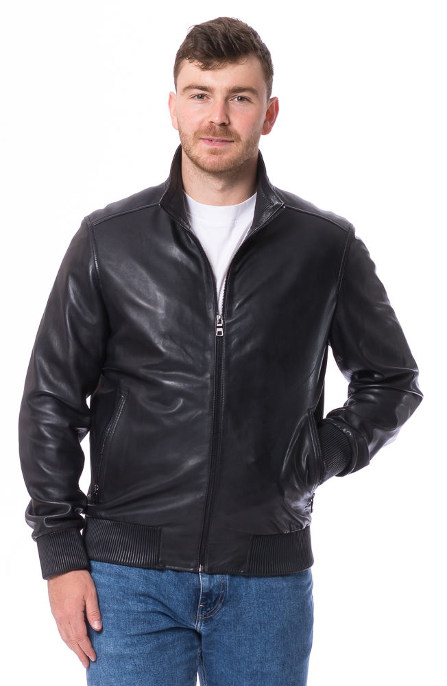 Asher schwarze Leder Jacke für Männer von TRENDZONE