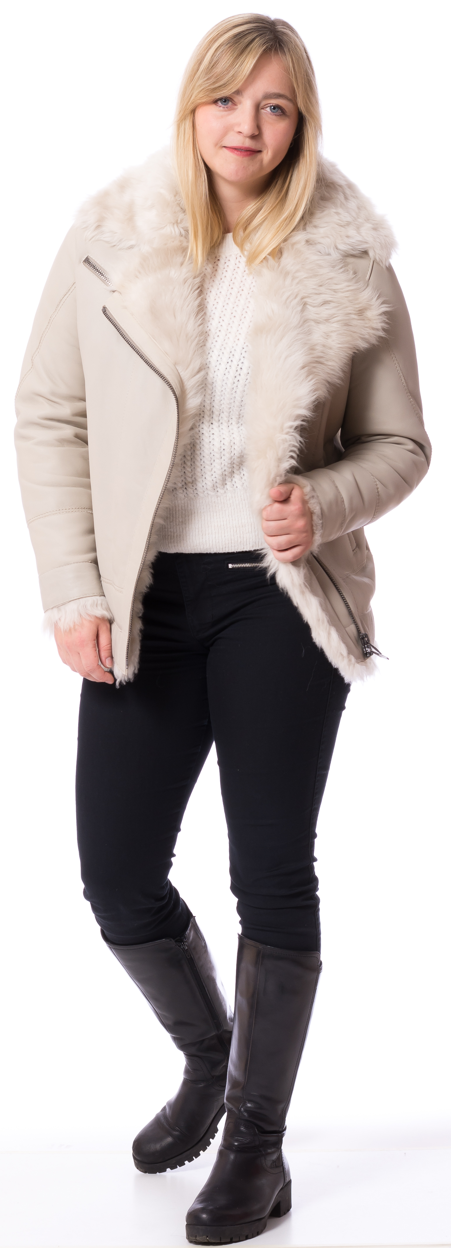 Rumor beige Damen Lammfelljacke von HSO