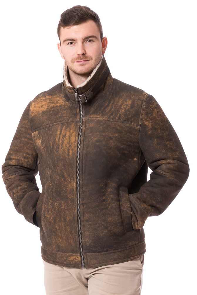 Bozen antikbraune Herren Lammfelljacke von TRENDZONE 