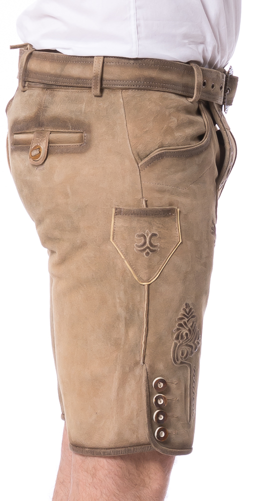 Georg beige kurze Trachtenlederhose aus Wildbock von FISCHER TRACHT