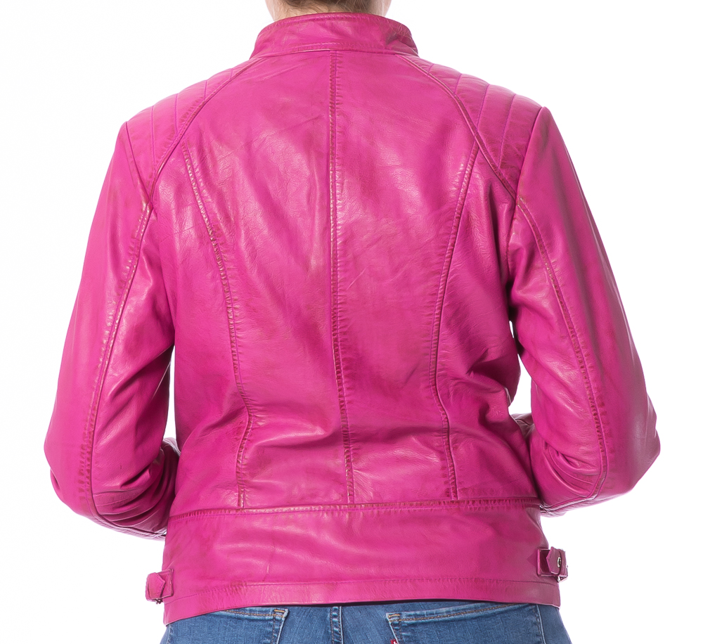 Lady No.10 pink kurze Damen Lederjacke von TRENDZONE