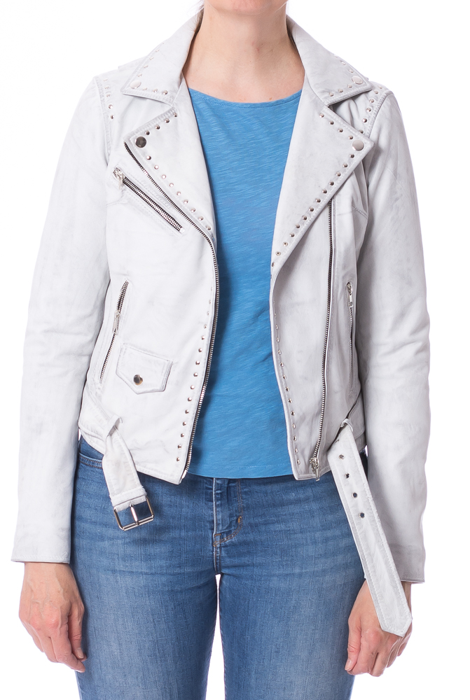 Orah weisse Lederjacke für Damen von TRENDZONE