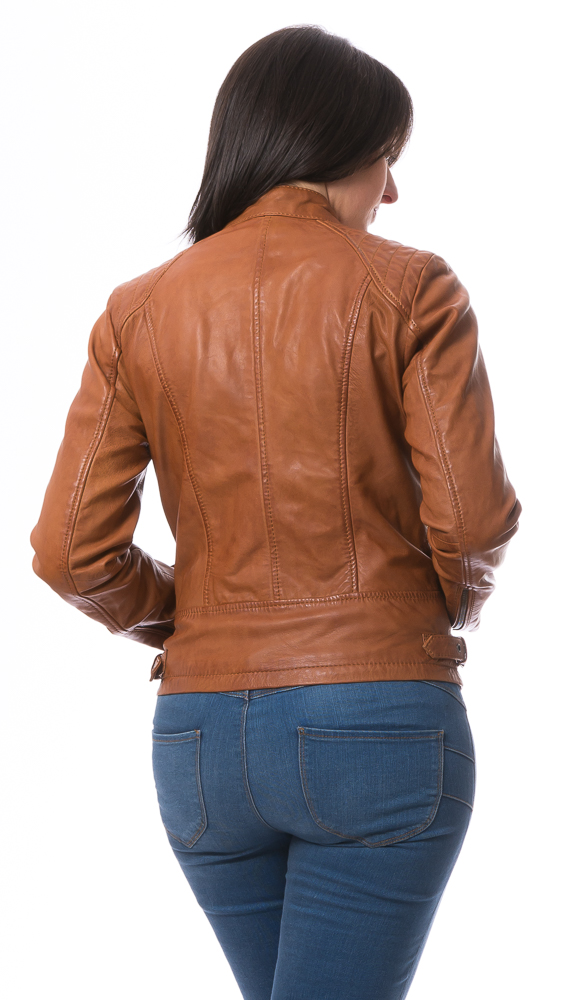 No.10  cognac Damen Lederjacke von TRENDZONE