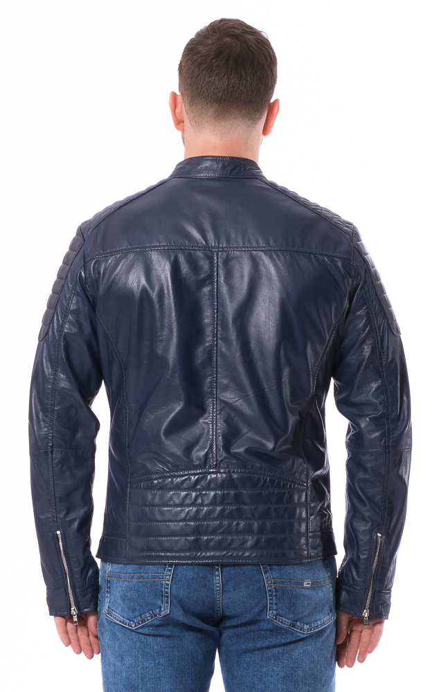 LLC-1108 blaue Herren Lederjacke von TRENDZONE