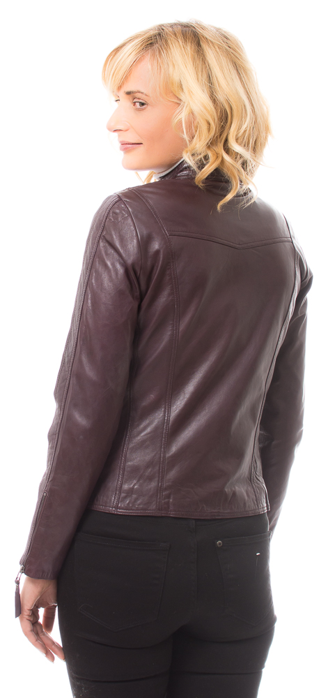 Stacy aubergine Damen Lederjacke von TRENDZONE