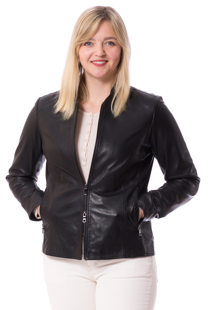 Natascha schwarze Nappaleder Jacke für Frauen von TRENDZONE