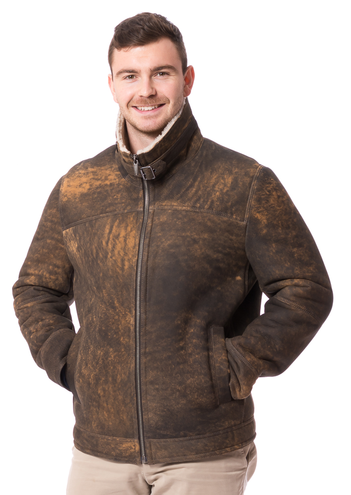 Bozen antikbraune Herren Lammfelljacke von TRENDZONE 